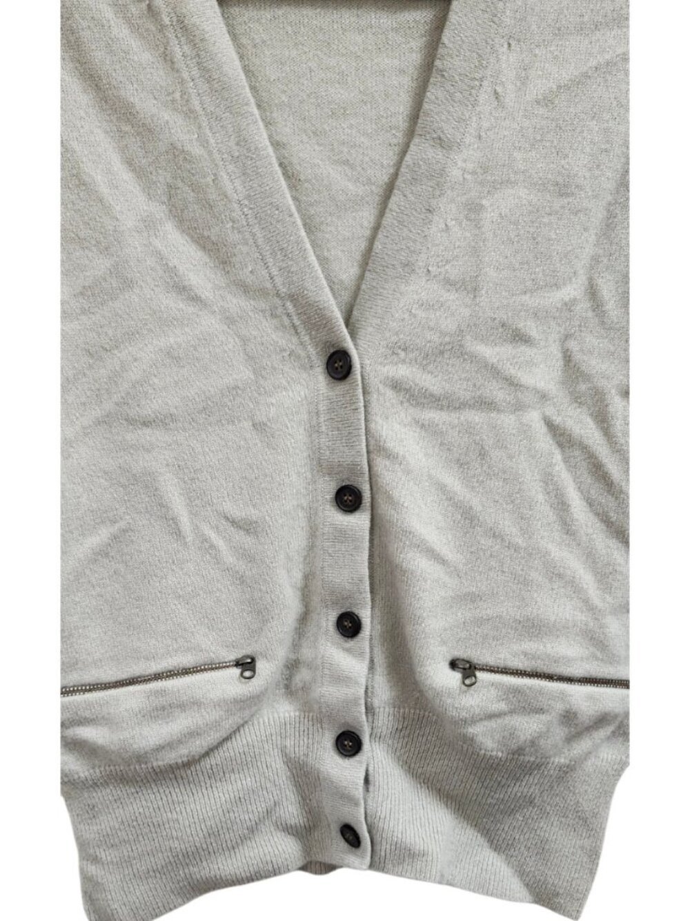 J.Crew Women’s 100% Cashmere Cardigan Gray Size S Zip Pocket Button Front Soft - Picture 3 of 9